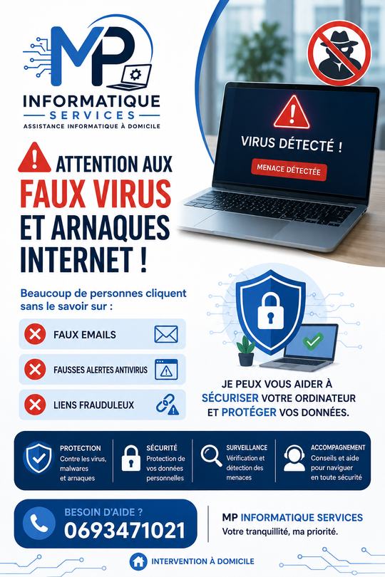 Attention aux faux virus et arnaques internet : je vous aide à sécuriser votre ordinateur